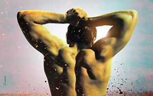 Karthikeya flexing his muscles in First Look poster of Telugu film, Guna 369